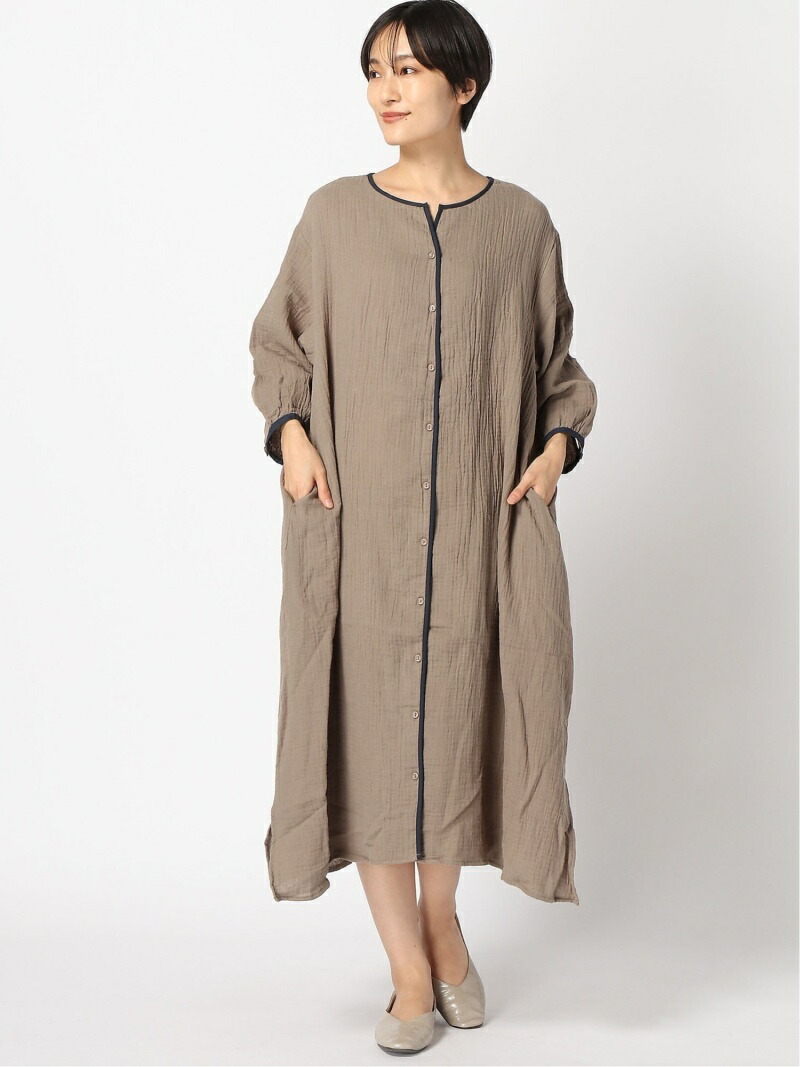 Et Grenier ダブルガーゼパイピングワンピース Et Grenier サマンサモスモス ワンピース 長袖ワンピース グリーン ブラウン 送料無料 Rakuten Fashion Liceochiloe Cl