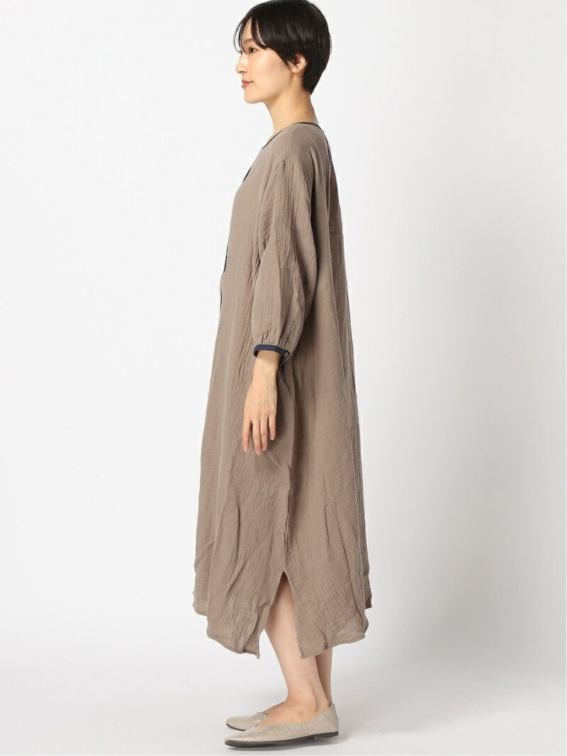 Et Grenier ダブルガーゼパイピングワンピース Et Grenier サマンサモスモス ワンピース 長袖ワンピース グリーン ブラウン 送料無料 Rakuten Fashion Liceochiloe Cl