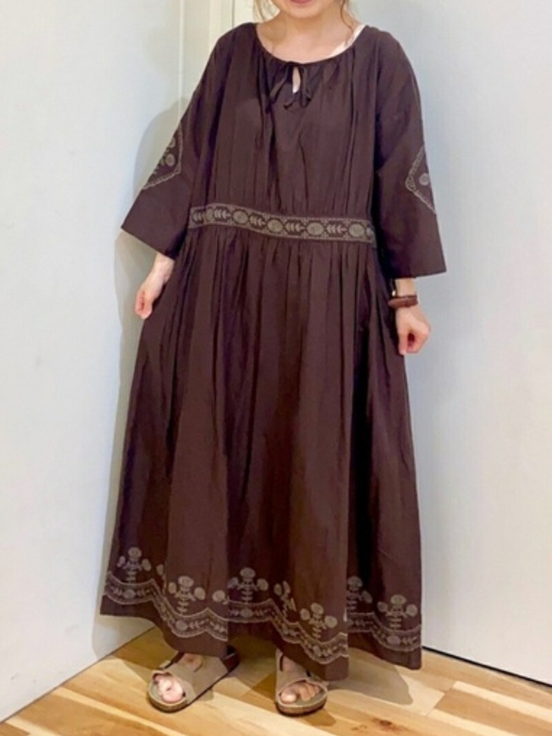 Samansa Mos2 お花刺繍ワンピース Samansa Mos2 サマンサモスモス ワンピース 5ー9分袖ワンピース ブラウン ブルー ベージュ 送料無料 Rakuten Fashion Sobolewscy Pl