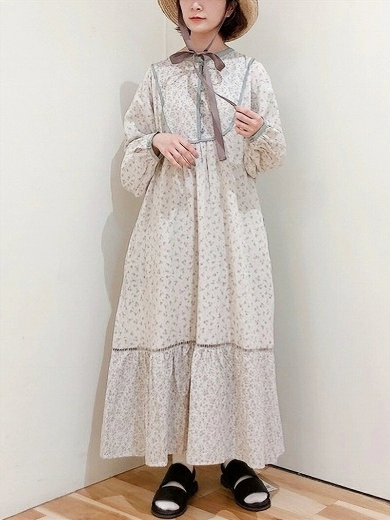 楽天市場 Sale 63 Off 花柄プリントパイピングワンピース Samansa Mos2 サマンサモスモス ワンピース 長袖ワンピース グレー ベージュ グリーン Rba E Rakuten Fashion Sm２ サマンサモスモス