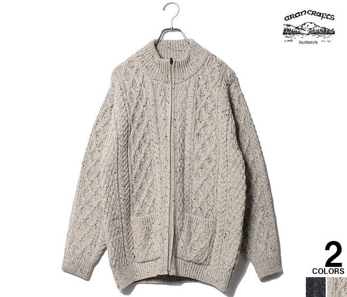 アラン手工芸品 Aran Crafts Ireland フルジップ ジレー アラン編み ドライバーズニット ティーシャツ FULL ZIP CARDIGAN SWEATER (ACI-XP3016)