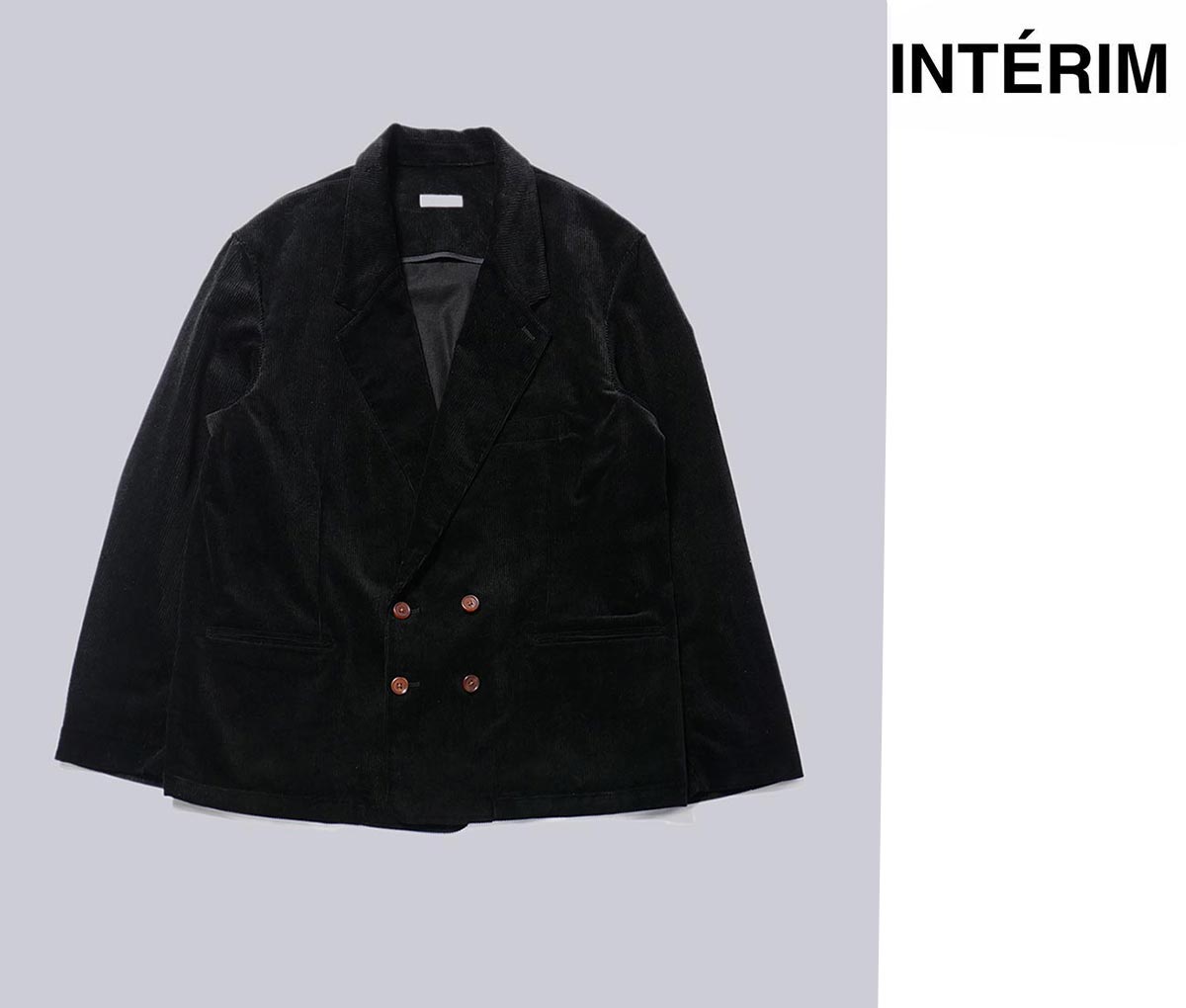 インテリム INTERIM 9ウェール リネン コットン コーデュロイ パイピング ダブル ジャケット 9W LINEN COTTON CORDUROY PIPING DOUBLE JACKET (IT25A067)