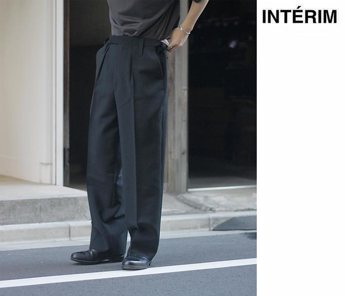インテリム INTERIM キッドモヘア ウール 1タック ワイド テーパード スラックス KID MOHAIR & WOOL 1-TUCK WIDE TAPERED SLACKS (IT25S053) 30,030円
