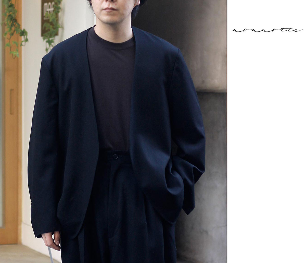nonnotteノノット　 ノーカラージャケット 黒 fit=scale-down,w=1200