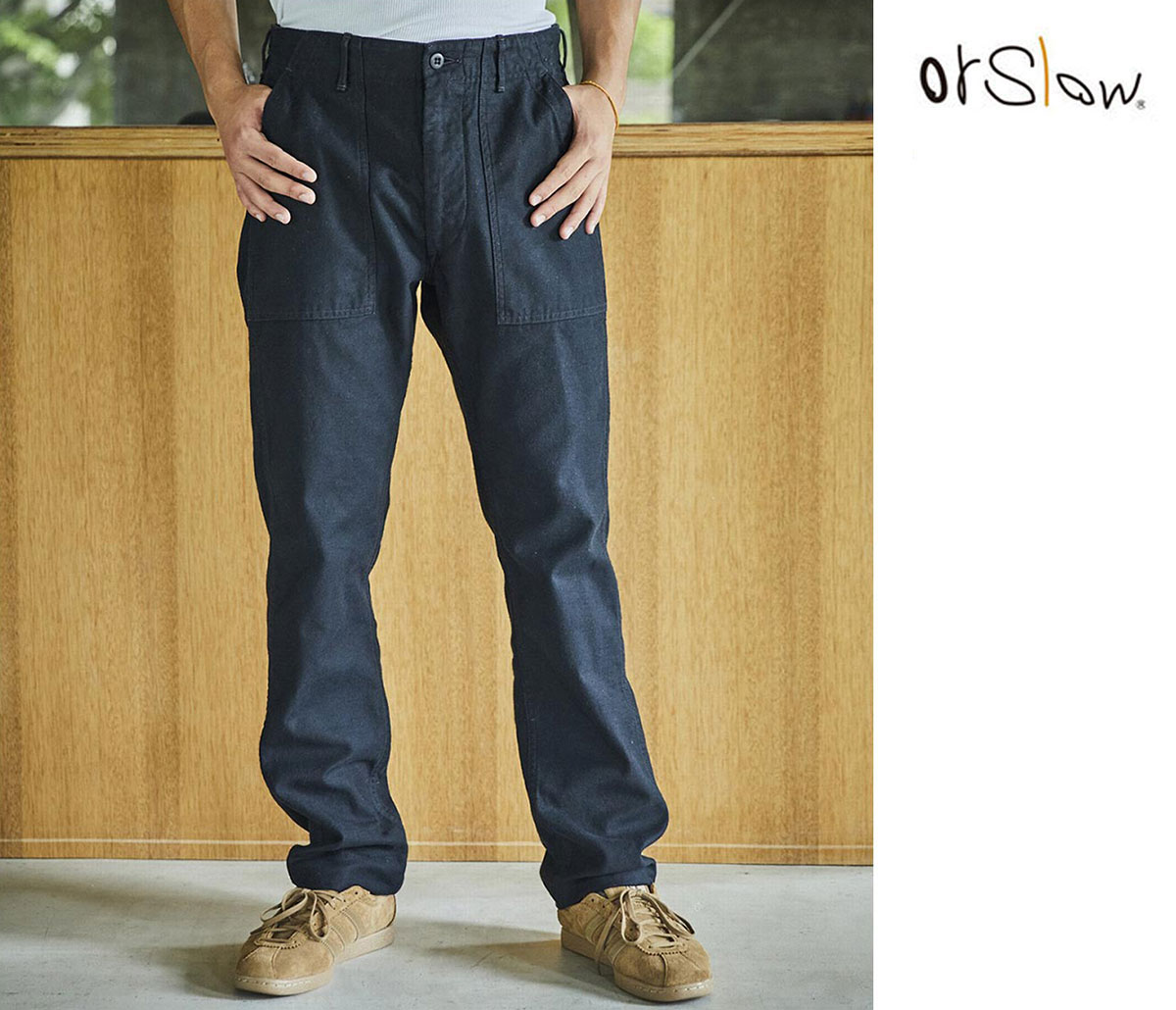 orSlow オアスロウ ファティーグパンツ 5032 ベイカーパンツ スリムフィット ブラック US ARMY FATIGUE PANTS Zipper Fly SLIM FIT MADE IN JAPAN (01-5032-J61)