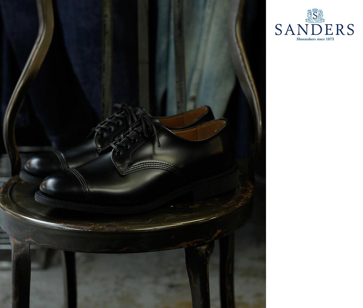 サンダース SANDERS ミリタリーダービー シューズ 靴 キャップトゥ ブラック 1128 MILITARY DERBY SHOES BLACK MADE IN ENGLAND (1128-BLACK)