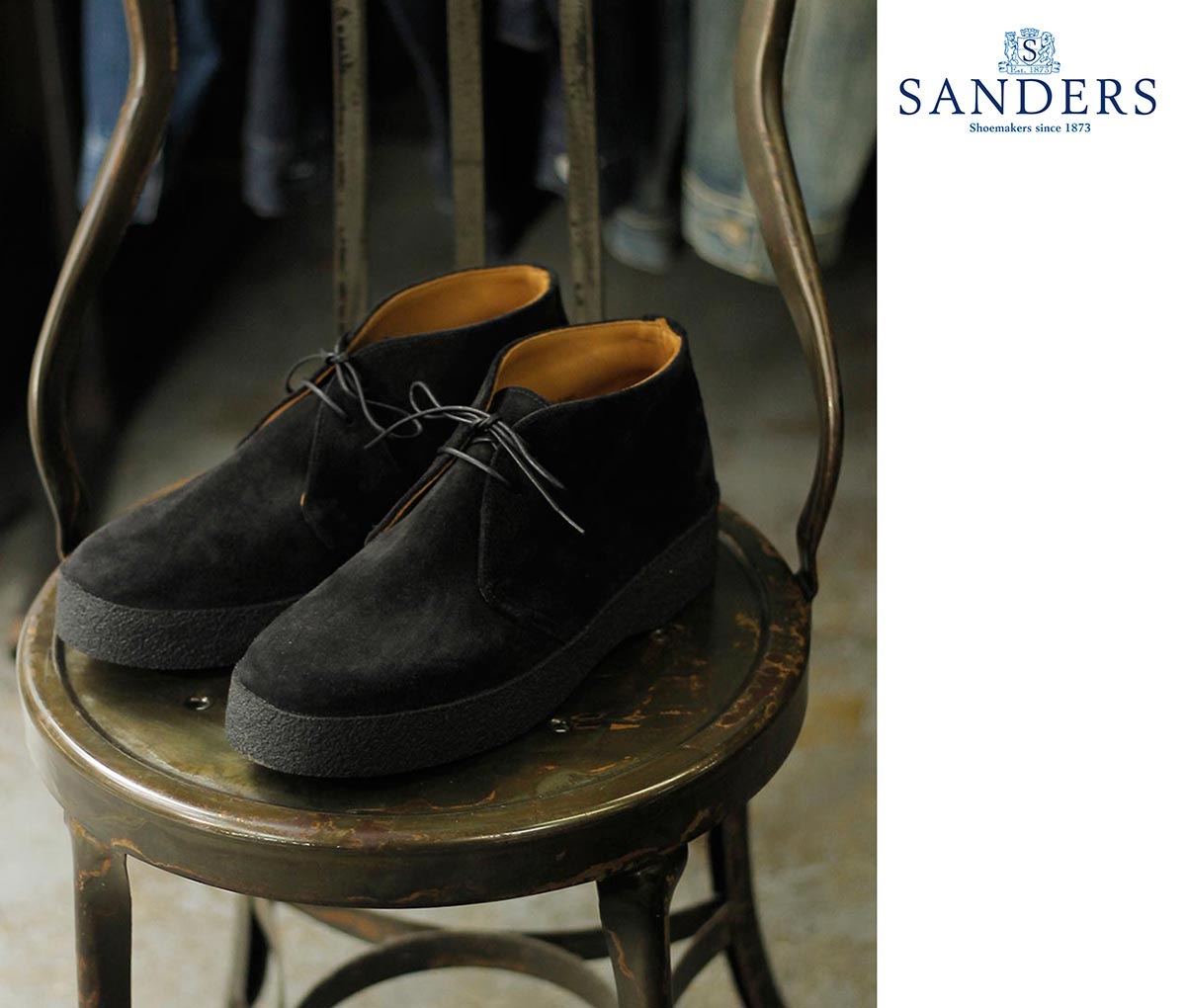 サンダース SANDERS ブリット チャッカ BRIT CHUKKA MADE IN ENGLAND (9877-BLACK)
