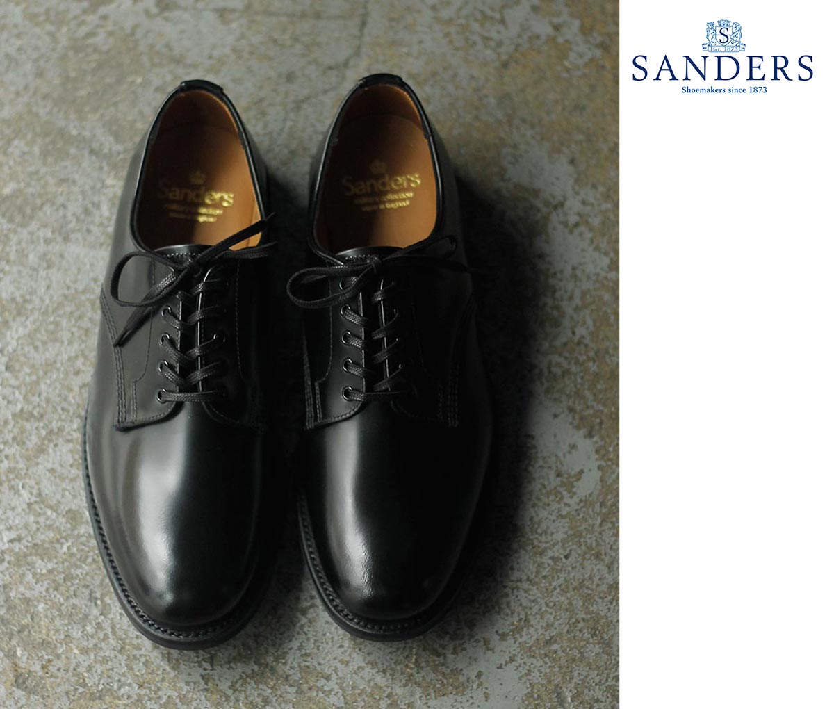 サンダース SANDERS ミリタリーオフィサー シューズ MILITARY OFFICER SHOE MADE IN ENGLAND (SD-2246-BLACK)