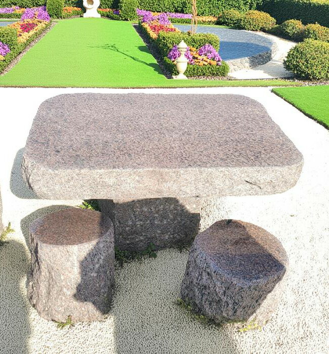 楽天市場】天然石6人掛けテーブルセット(紺色系)イス6個付き和風庭園