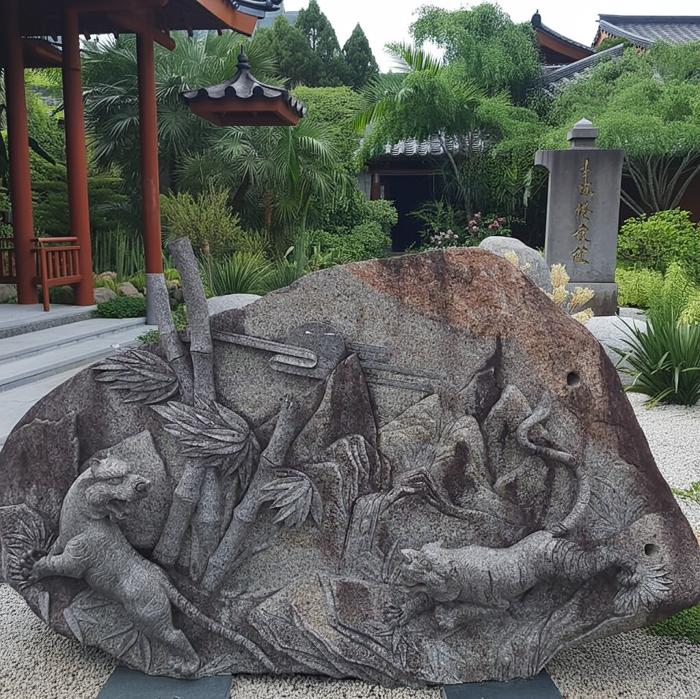 楽天市場】「虎の屏風」虎の置物【高さ約140cm】錆石和風庭園の