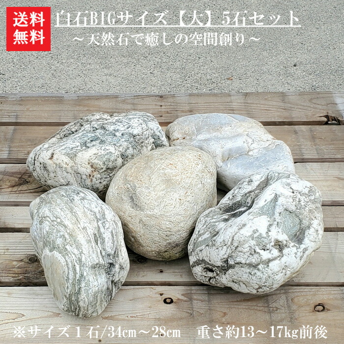 【送料無料】【代引不可】 白石【“BIGサイズ[大]”５石セット】 大きい白石です＾＾【庭石】【白石】