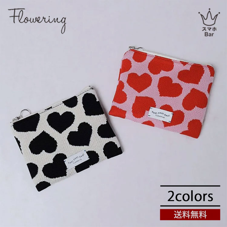 楽天市場】送料無料 Flowering リボン ニット フラットポーチ GPO0337