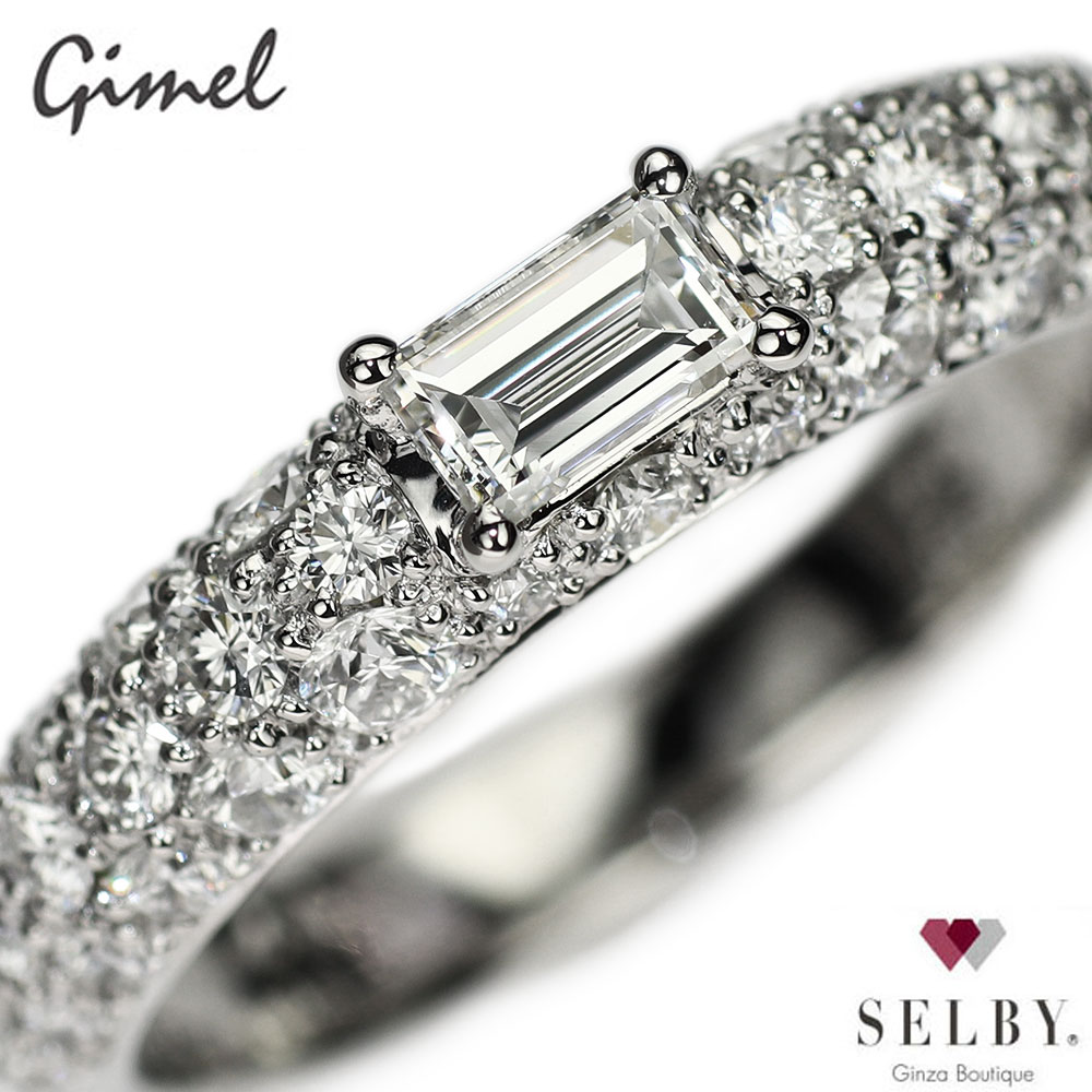 【中古】 ギメル Pt950 スクエアカットダイヤモンド パヴェ リング 0.265ct D0.794ct Gimel 《セルビー銀座店》 《セルビー銀座店》SELBY 送料サービス