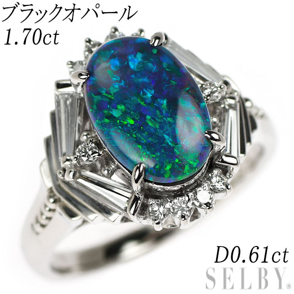 楽天市場】【中古】 Pt900 ブラックオパール ダイヤモンド リング 1.49  
