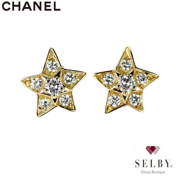 【中古】 シャネル K18YG ダイヤモンド ピアス コメット 《セルビー銀座店》SELBY 送料サービス