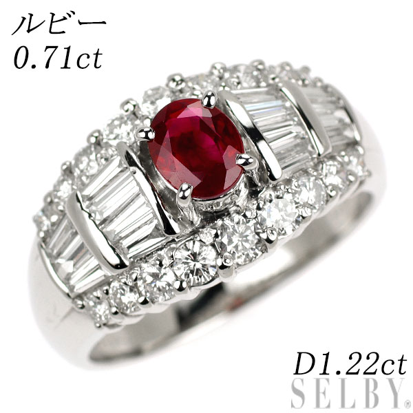 【中古】 Pt900 ルビー ダイヤモンド リング 0.71ct D1.22ct SELBY 送料サービス