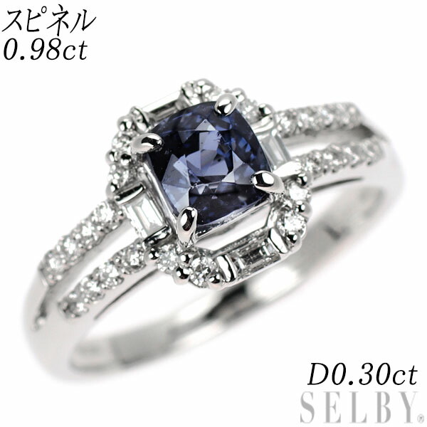 【中古】 Pt900 スピネル ダイヤモンド リング 0.98ct D0.30ct SELBY 送料サービス