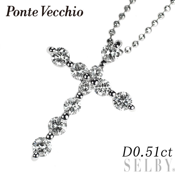 【中古】 ポンテヴェキオ K18WG ダイヤモンド ペンダントネックレス 0.51ct クロス SELBY 送料サービス Ponte Vecchio 66,413円