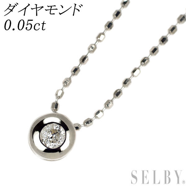 【中古】 K14WG ダイヤモンド ペンダントネックレス 0.05ct SELBY 送料サービス