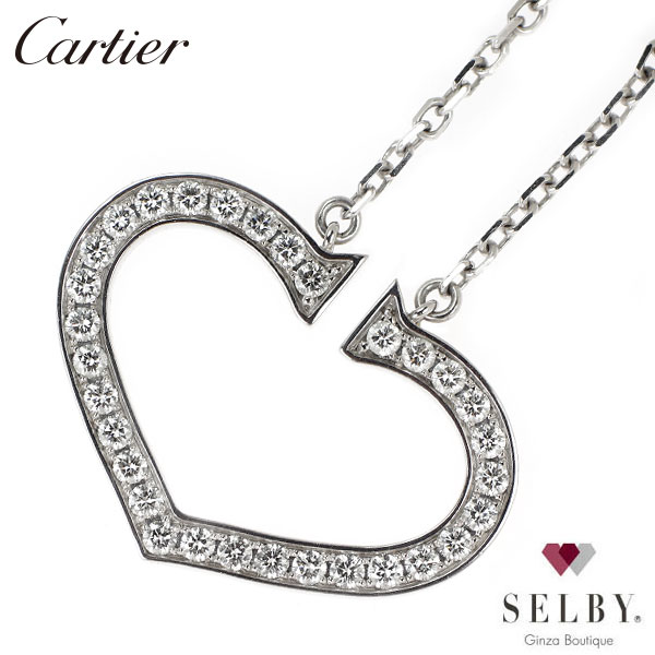 【中古】 カルティエ K18WG ダイヤモンド ペンダントネックレス Cハート 《セルビー銀座店》SELBY 送料サービス Cartier｜SELBY