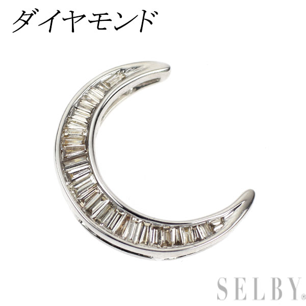 【中古】 K18WG ダイヤモンド ペンダントトップ 月 SELBY 送料サービス