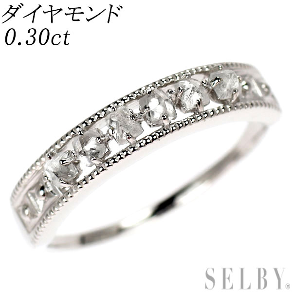 【中古】 K18WG ラフカット ダイヤモンド リング 0.30ct SELBY 送料サービス