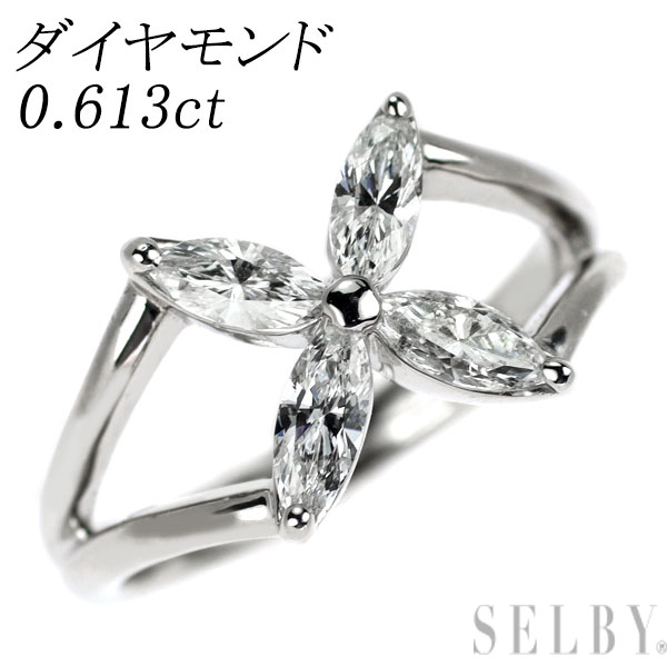 【中古】 Pt900 ダイヤモンド リング 0.613ct フラワー SELBY 送料サービス