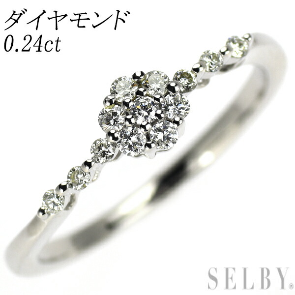 【中古】 K10WG ダイヤモンド リング 0.24ct フラワー SELBY 送料サービス 33,384円