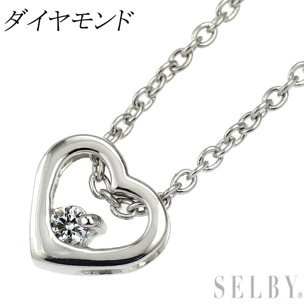 【中古】 K18WG ダイヤモンド ペンダントネックレス ハート SELBY 送料サービス