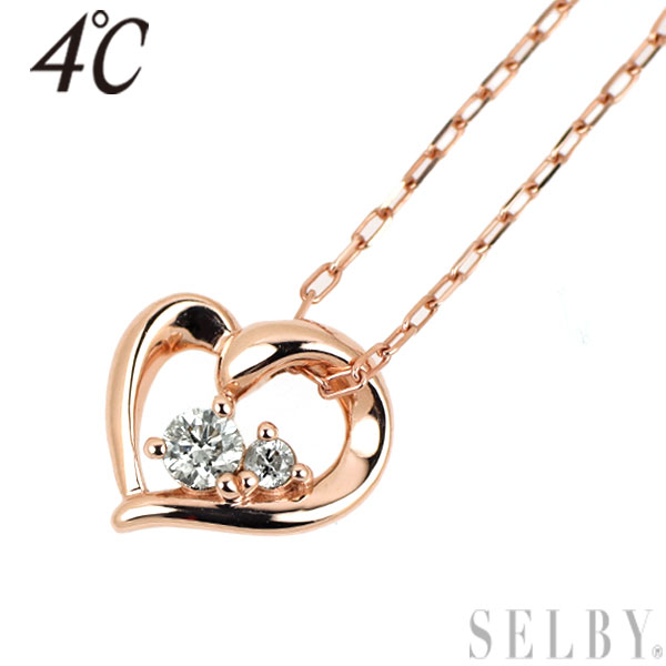 【中古】 4℃ K10PG ダイヤモンド ペンダントネックレス ハート SELBY 送料サービス