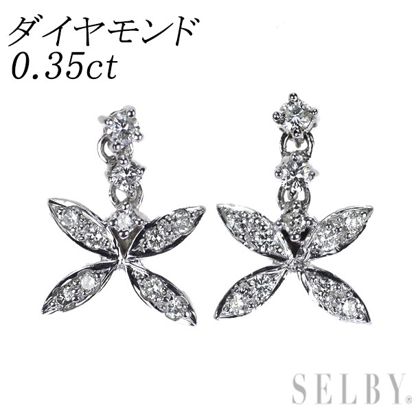 【中古】 K18WG ダイヤモンド ピアス 0.35ct SELBY 送料サービス