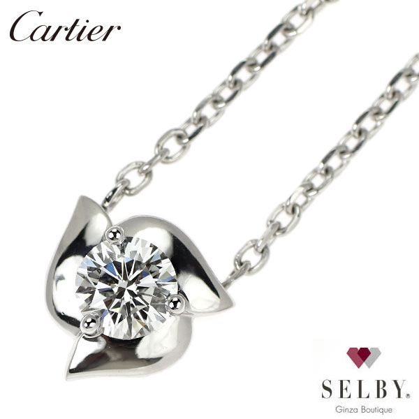 【中古】 カルティエ Pt950/ K18WG ダイヤモンド ペンダントネックレス 《セルビー銀座店》SELBY 送料サービス Cartier
