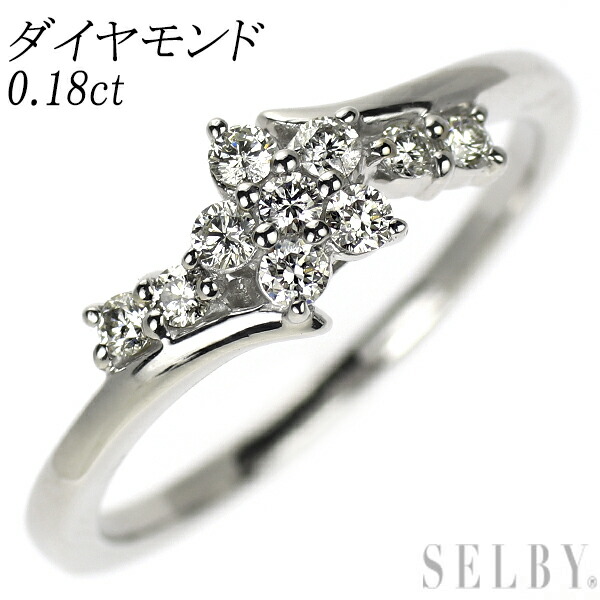 【中古】 Pt900 ダイヤモンド リング 0.18ct フラワー SELBY 送料サービス