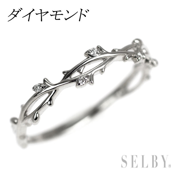 【中古】 K10WG ダイヤモンド リング 植物 SELBY 送料サービス