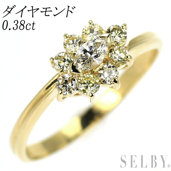 【中古】 K18YG ダイヤモンド リング 0.38ct SELBY 送料サービス