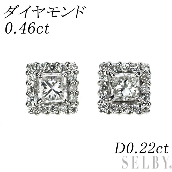 【中古】 Pt950/ Pt900 プリンセスカット ダイヤモンド ピアス 0.46ct D0.22ct SELBY 送料サービス