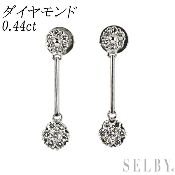 【中古】 K18WG ダイヤモンド ピアス 0.44ct フラワー SELBY 送料サービス