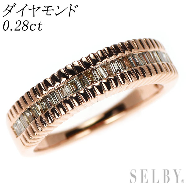 【中古】 K18PG ダイヤモンド リング 0.28ct ハーフエタニティ SELBY 送料サービス