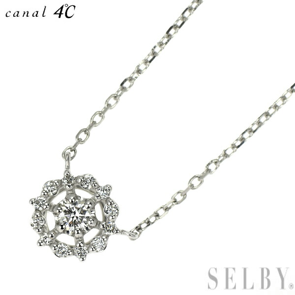 【中古】 カナル4℃ Pt850 ダイヤモンド ペンダントネックレス SELBY 送料サービス