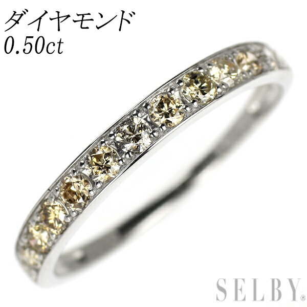 【中古】 Pt950 ダイヤモンド リング 0.50ct ハーフエタニティ SELBY 送料サービス