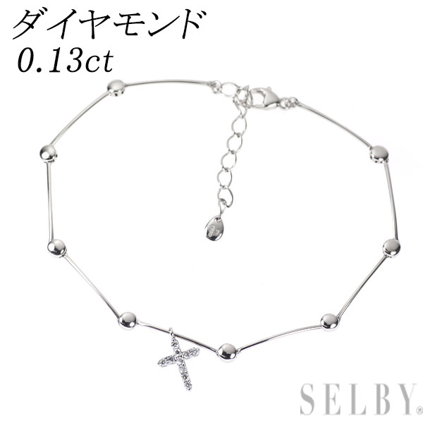 【中古】 K18WG/ K9WG ダイヤモンド ブレスレット 0.13ct クロス SELBY 送料サービス
