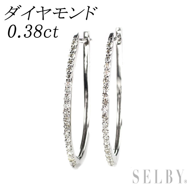 【中古】 K18WG ダイヤモンド フープ ピアス 0.38ct SELBY 送料サービス 76,505円