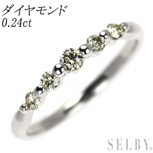 【中古】 K18WG ダイヤモンド リング 0.24ct 一文字 SELBY 送料サービス