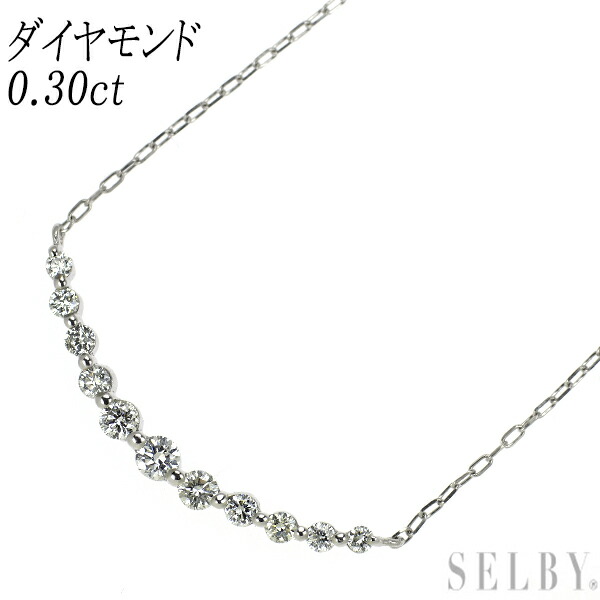 【中古】 Pt900/ Pt850 ダイヤモンド ペンダントネックレス 0.30ct SELBY 送料サービス