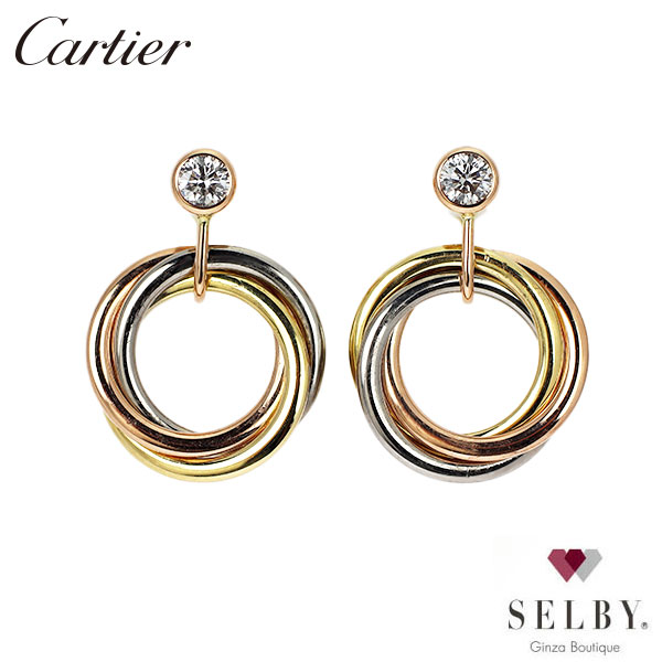 【中古】 カルティエ K18YG/WG/PG ダイヤモンド ピアス トリニティ 《セルビー銀座店》SELBY 送料サービス Cartier