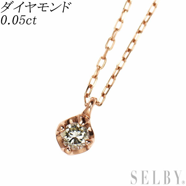 【中古】 K10PG ダイヤモンド ペンダントネックレス 0.05ct SELBY 送料サービス