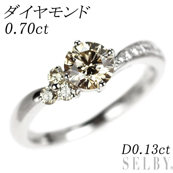 【中古】 K18WG ダイヤモンド リング 0.70ct D0.13ct SELBY 送料サービス