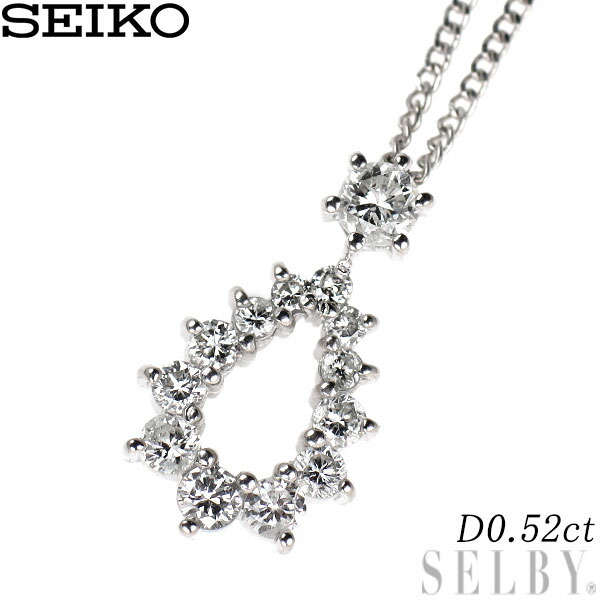 【中古】 セイコー Pt900/ Pt850 ダイヤモンド ペンダントネックレス 0.52ct SELBY 送料サービス
