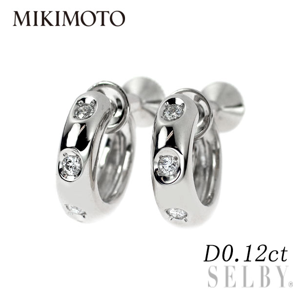 【中古】 ミキモト K18WG ダイヤモンド イヤリング 0.12ct フープ SELBY 送料サービス MIKIMOTO 97,103円
