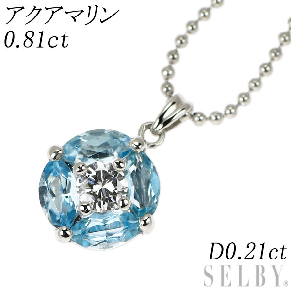 【中古】 Pt900/Pt850 ダイヤモンド アクアマリン ペンダントネックレス 0.21ct AQ0.81ct SELBY 送料サービス|SELBY